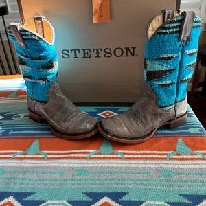 Gorgeous STETSON Serape Blanket Aztec Western Cowgirl boots size 6 in EUC